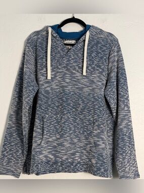 Hang Ten Mens/Womens Pullover Blue Marled V-Neck Hoodie Sweatshirt Beach Cozy